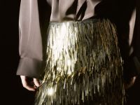 Мини-юбка с длинными пайетками, Золотой