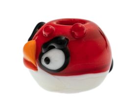 Бусина Angry bird, красная, стекло