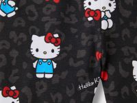 Чёрные легинсы в рубчик с принтом Hello Kitty для девочки Глория Джинс