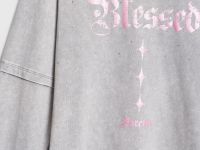 Лонгслив с принтом и стразами для девочек, Серый