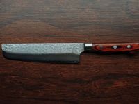 Нож кухонный накири 160 мм, Sakai Takayuki, сталь VG-10 Damascus, рукоять дерево пакка