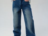 Брюки текстильные джинсовые утепленные для девочек