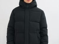 Утеплённая куртка с капюшоном, Черный
