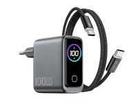Сетевое зарядное устройство WIWU Voyager GaN 100W Type-Cx2/USB+кабель Type-C/Type-C/TFT-дисплей 1.5m (CHG300) (серый космос)
