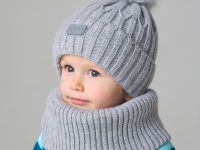 Комплект детский трикотажный для мальчиков: шапка, снуд