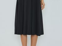Юбка миди со складками, Черный
