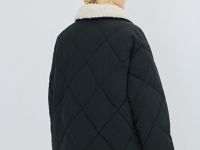 Стёганая куртка с меховым воротником, Черный