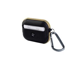 Чехол K-Doo Protective Case для AirPods 3 силиконовый с карабином (черный/золотой бампер)