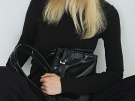 Лонгслив в рубчик, Черный