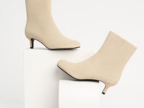 Ботильоны из натуральной замши, Бежевый