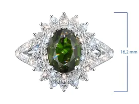 Кольцо из белого золота с хромдиопсидом э4754кц08220453