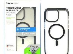 Чехол-накладка Hoco Transparent Dual-Color Magsafe для iPhone 15 Pro противоударный (пластик) (фиолетовая рамка)
