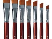 Кисть синтетика №8 скошенная Альбатрос "Студио" длинная ручка