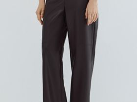 Прямые брюки из искусственной кожи, Фиолетовый