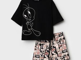 Комплект трикотажный для девочек: фуфайка (футболка), шорты