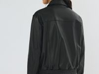 Бомбер из натуральной кожи, Черный