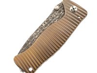 Нож складной LionSteel SR1DI G, сталь дамаск, рукоять титан