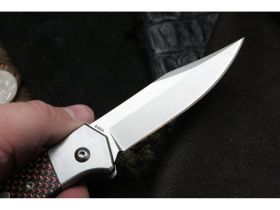 Полуавтоматический складной нож Magnum Rubico Auto - Boker 01SC054, сталь 440A Stonewash, рукоять карбон/нержавеющая сталь, чёрно-красный