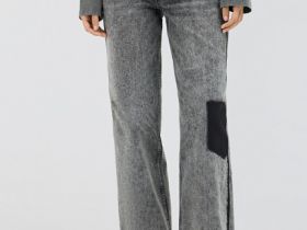 Прямые джинсы со средней посадкой, Серый