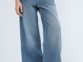 Широкие джинсы Wide leg для девочек, Синий