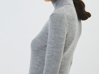 Водолазка из шерсти в рубчик, Серый