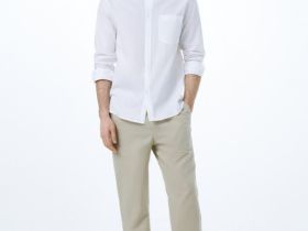 Рубашка из смесового льна, Белый