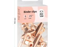 Зажимы-бульдоги для бумаг Meshu "Rose Gold" 6 шт 25 мм, бокс с европодвесом