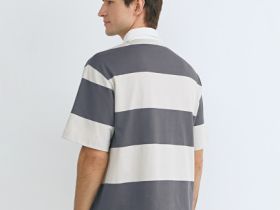 Поло в полоску из хлопка, Голубой