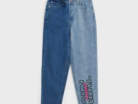 Брюки текстильные джинсовые для девочек