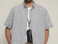 Рубашка с коротким рукавом в полоску