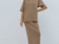 Футболка оверсайз с принтом, Бежевый