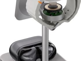 Беспроводное зарядное устройство uBear Evoke 3в1 Qi2, 25Вт серебро