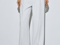 Прямые брюки со складками, Белый