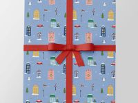 Упаковочная бумага "Домики и машинка" 70х100 см