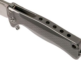 Нож складной LionSteel SR22 G (GREY) Mini, сталь Uddeholm Sleipner® Satin, рукоять титан по технологии Solid®, серый