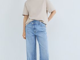 Футболка оверсайз из плотного хлопка, Бежевый