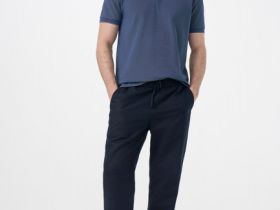 Поло из шелковистого пике, Синий