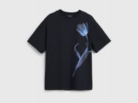 Футболка с цветочным принтом, Черный