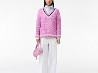 Женский вязаный свитер Lacoste c V-образным вырезом