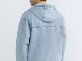 Джинсовая куртка на молнии с капюшоном, Голубой