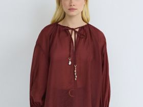 Блузка из тенселя с завязками, Оранжевый