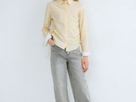 Рубашка с утяжкой по бокам для девочек, Желтый