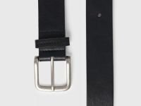 Ремень с широкой металлической пряжкой, Черный