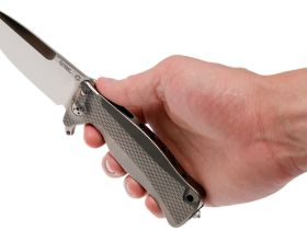 Нож складной LionSteel SR11 G (GREY), сталь Uddeholm Sleipner® Satin, рукоять титан по технологии Solid®, серый