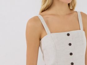 Топ из льняной ткани, Бежевый