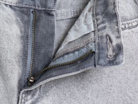 Прямые джинсы с высокой посадкой, Серый