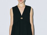 Топ из вискозы с застёжкой, Черный