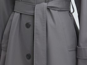 Однобортный длинный плащ, Серый