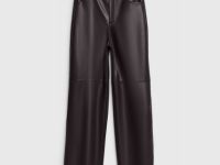 Прямые брюки из искусственной кожи, Фиолетовый