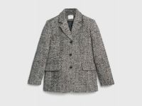 Однобортный жакет с шерстью, Коричневый